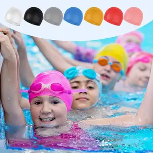 Custom Acceptable Logo Printing Waterproof Swimming Cap For Adult And Kids Silicone Swimming Caps