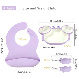 Juego de alimentación para bebés de silicona sin BPA, cuchara y tenedor, plato con babero y fuerte succión, con cubiertos y logotipo personalizado. - Product Image 3