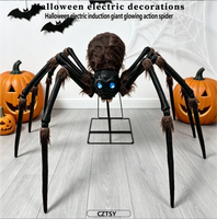 Décoration d'Halloween : Araignée géante lumineuse de 1,85 m à détection électrique, simulation réaliste, mobile, pour une ambiance terrifiante