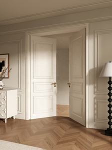 Puerta corredera interior de doble hoja de MDF de madera maciza de lujo moderna Estilo de diseño francés <span class=keywords><strong>pintado</strong></span> en <span class=keywords><strong>blanco</strong></span> para apartamentos Hoteles Villas - Product Image 5