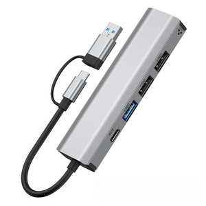 Hub USB 3.0 USB 2.0 multiport 5 en 2 avec adaptateur RJ45, convertisseur de type C, Ethernet 100M, <span class=keywords><strong>station</strong></span> d'accueil RJ45 pour <span class=keywords><strong>MacBook</strong></span> <span class=keywords><strong>Pro</strong></span> - Product Image 4