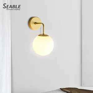 Nordic post modern light luxury decorative gold globe glass wall lamp lighting for living room bedroom