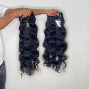 Extensions de cheveux humains vierges indiens Mink, ondulés, raides, naturels, bruts, provenant du temple indien, fournisseur - Product Image 2