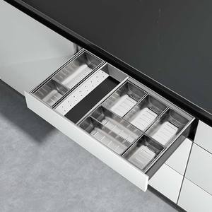 Organizadores modernos de bandejas de cubiertos de acero inoxidable para cajones de gabinetes de cocina divisor móvil para tenedores y cucharas para hoteles - Product Image 5