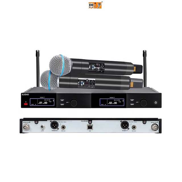 SLXD4D Pro Wireless Microphone System 2 Channels Handheld Cordless Dynamic Microphones for Church