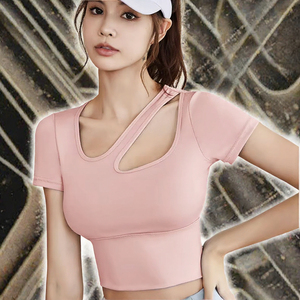 Soutiens-gorge de sport respirants et à séchage rapide PASUXI pour femmes adultes, avec logo frontal, débardeurs de gym, brassières courtes rembourrées asymétriques - Product Image 3