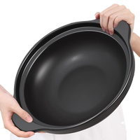 Casserole et marmite en céramique noire givrée avec couvercle, résistante aux hautes températures, pour un usage domestique, hôtelier et en restauration