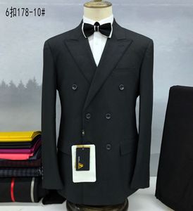 Abito <span class=keywords><strong>nero</strong></span> doppio petto da uomo autunno abito a righe di alta qualità moda moda abito da sposa da uomo - Product Image 6