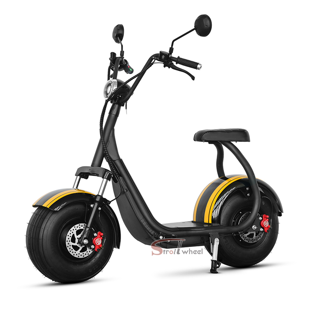 Popular Brazil Short Board Citycoco Electric Scooter 1000W 2-Wheel Waterproof Hydraulic Brakes 45km/h Max Speed 200kg Load 25Ah