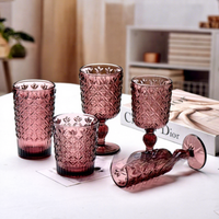 Coupe à vin en verre gaufré de style européen, vintage, luxe léger, couleur bonbon, gobelet épaissi, créatif, pour usage domestique, pour jus