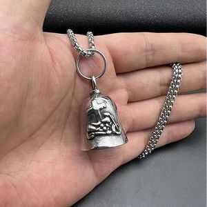 <b>Titanium</b> Steel Bell Pendant With Cross Design For Motorcycle Style Necklace Retro Punk Charm Jewelry Accessory - Product Image 4