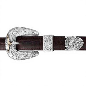 Boucle de ceinture western en argent sterling Longhorn personnalisée Molly avec boîte à effets lumineux et une boucle - Product Image 1
