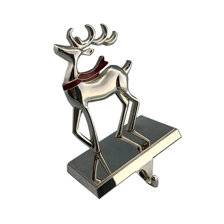 Mantel Giáng Sinh Trang Trí Bạc Deer Stocking Chủ Móc Xmas Vớ Trang Trí Nội Thất