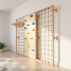 Mur d'escalade en bois éducatif pour enfants, filet d'escalade intérieur pour bébés, structure de rocher pour la maison, équipement de fitness pour l'intégration sensorielle - Product Image 2