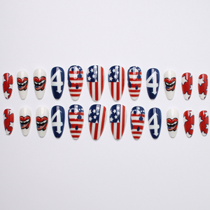 Uñas Postizas <span class=keywords><strong>con</strong></span> Diseño de Bandera, Almendradas y Largas, Estilo Punk <span class=keywords><strong>con</strong></span> Labios, Estrellas y Rayas, <span class=keywords><strong>Manicura</strong></span> Deportiva y Urbana para Mujer - Product Image 2