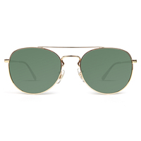 Vente en gros de lunettes de soleil de luxe polarisées à double pont UV400 en métal pour hommes, style aviation tendance, bleu, noir, blanc, or, rouge, transparent
