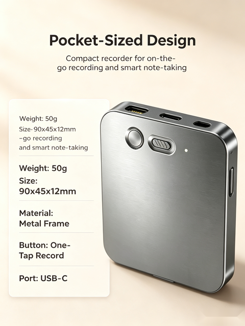 AI Voice Recorder Ultra Slim Card Size Voice Recorder 64GB AI Transcription Real Time Meeting Recorder for Business