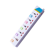 Regleta de alimentación universal de carga rápida con 3 tomas, 2 USB y 1 USB-C, interruptores individuales, enchufe de extensión, color blanco