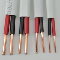 Kabel Listrik Aman BVVB PVC Berlapis Pipih Kawat Tembaga Padat Kembar 2 Inti 1.5 2.5 4.0 6.0 Selubung Putih Inti Kembar 300/500v