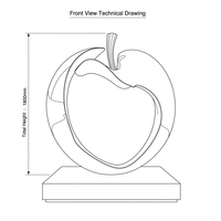 Statue de pomme moderne en acier inoxydable ajouré, sculpture de fruit en métal poli miroir pour pavillon sur le thème de l'innovation, parc technologique