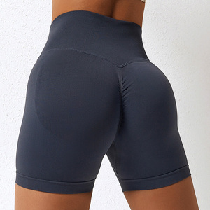 Shorts de sport moulants taille haute extensibles personnalisés pour <span class=keywords><strong>femme</strong></span>, sans coutures, effet galbant, pour la course, le fitness, la gym et le yoga - Product Image 2