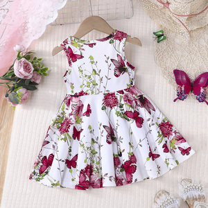 Robe coréenne sans manches pour filles, motif floral exquis, style décontracté élégant, tenue mignonne de petite princesse - Product Image 5