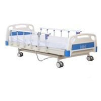 Lit d'hôpital électrique complet à 3 fonctions avec barrières en alliage d'aluminium, tête de lit anti-collision, roulettes silencieuses, lit de soins cliniques