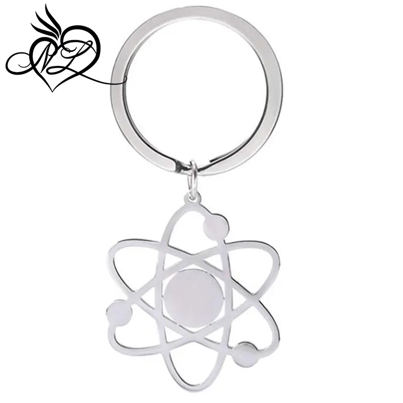 Stainless Steel Atom Charm Keychain with Electrons Science Symbol Earrings Science Jewelry for Unisex