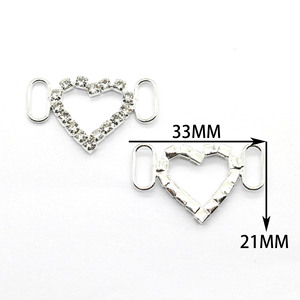 Nouveau 21*33MM Double Anneau Bijoux Fermoir Or Argent Strass <span class=keywords><strong>Coeur</strong></span> Alliage <span class=keywords><strong>Corps</strong></span> pour DIY Vêtements Chaussures Maillot De Bain Accessoires - Product Image 4