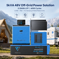 Solution d'alimentation hors réseau 5 kVA 48 V 5,12 kWh LFP 6000 cycles UL458 IP65 pour le glamping haut de gamme et les unités médicales mobiles