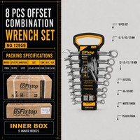 Jeu de clés à fourche doubles GSFixtop, 8 pièces, en acier allié, tailles métriques 45 mm, pour réparation automobile et bricolage, emballage OEM