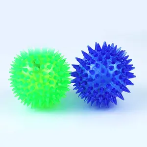 Piscando Stress Ball Brilhando Spiky-Massagem-Bola Brilhando Nas Bolas Escuras Para Cães Dog Squeaky Toy LED Squeaky Dog Chew Toy