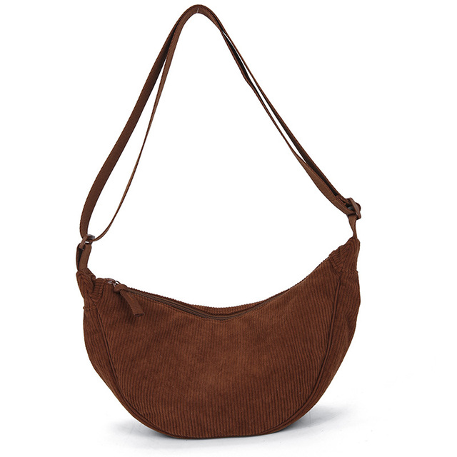Custom Trend Crescent Lightweight Corduroy Sling Dumpling Bags for Men Women's Crossbody Shoulder Canvas Messenger Chest Pack