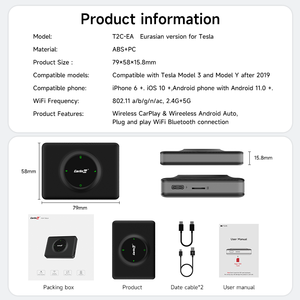 อะแดปเตอร์ Carlinkit Wireless Portable <span class=keywords><strong>CarPlay</strong></span> Dongle มัลติมีเดียสำหรับรถยนต์ กล่องสมาร์ทคาร์ รองรับวิทยุ 5G สำหรับอุปกรณ์เสริม Tesla รุ่น 3 <span class=keywords><strong>X</strong></span> Y S - Product Image 6
