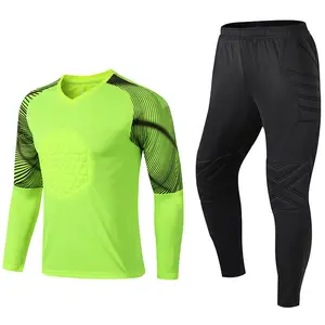 Maglia da calcio a maniche lunghe da uomo divise da portiere per adulti maglie da calcio verdi a maniche lunghe per ragazzi abbigliamento da portiere