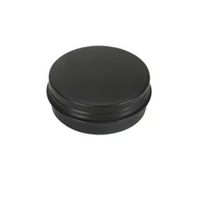 custom wholesale 2oz round cosmetic cream candy spice pill mint small black metal mini tin Box with screw lid jar aluminum can