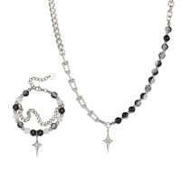 Collier pendentif en acier inoxydable style Hip Hop avec chaîne à maillons géométriques et perles de diamant, chaîne claviculaire pour hommes et femmes