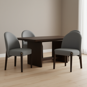 Juego de 2 sillas de comedor de tela gris DB Clayten, acabado espresso, estilo contemporáneo, diseño moderno, muebles para el hogar - Product Image 2