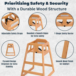 Chaises hautes en bois pour bébés et tout-petits avec sangle de sécurité, <span class=keywords><strong>chaise</strong></span> <span class=keywords><strong>haute</strong></span> de qualité commerciale pour restaurant - Product Image 2