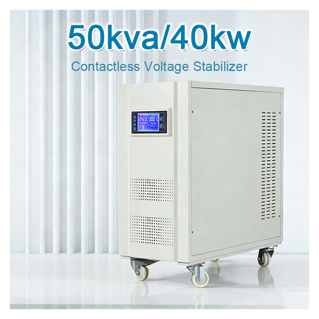 Power Factor 0.8 Contactless Voltage Regulators Single Phase Capacity 50KVA/40KW Input 187-253V Output 220V Voltage Stabilizers