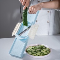 2-in-1 Handmatige Mandoline Groentesnijder 1,7 mm 2,5 mm Julienne-messen Gepatenteerde Veiligheidsbescherming Plastic Vaatwasmachinebestendig Moeiteloos