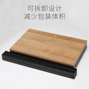 Minimalist Side Table Solid Wood Square Top Metal Frame Coffee Table Living Room <b>Bedroom</b> Storage <b>Shelf</b> Natural Wood Color - Product Image 2