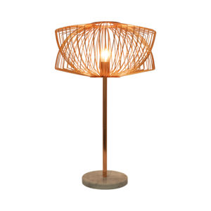 Lampada da Tavolo con Gabbia in Filo Metallico, Design in Metallo e Base in Marmo, Lampada d'Accento per Camera da Letto o Soggiorno - Product Image 3