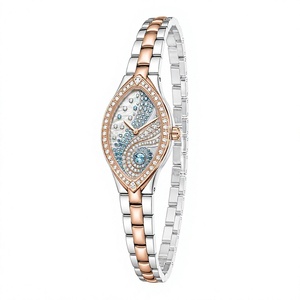 Luxury Women's Analog Quartz <b>Watch</b> With <b>Diamond</b> Accents Irregular Case Stainless Steel Band - Product Image 1