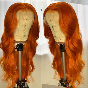 Wig renda depan wanita produk kecantikan merah 99j untuk wanita, wig rambut manusia Hd, wig warna jahe oranye renda rambut manusia depan - Product Image 2
