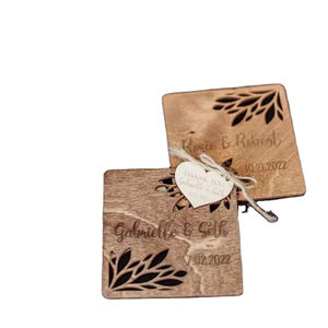 Personalized Hollow Wooden Coasters for Wedding Tables Laser Engraved Coasters Creative Logo Wood Crafts Wooden Boxes Wall Signs