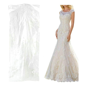 उच्च गुणवत्ता पारदर्शी स्पष्ट पॉली एलडीपे प्लास्टिक परिधान बैग डस्टप्रूफ शादी पोशाक भंडारण सूट कवर - Product Image 1