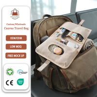 Sac Organisateur Minimaliste Personnalisé avec Logo, en Toile Premium, Multi-Poches, Pochette Portable pour Essentiels de Voyage, Sac de Rangement de Voyage Réutilisable