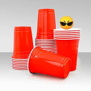 Logo kustom vasos de plastik warna ganda permainan hitam cangkir merah plastik sekali pakai dengan cangkir pesta bola ping pong tenis meja