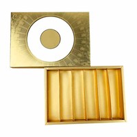 Boîte Rigide de Luxe Dorée avec Couvercle à Logo Gaufré pour Emballage Cadeau de Dattes, Boîtes Rigides 2 Pièces avec Fenêtre